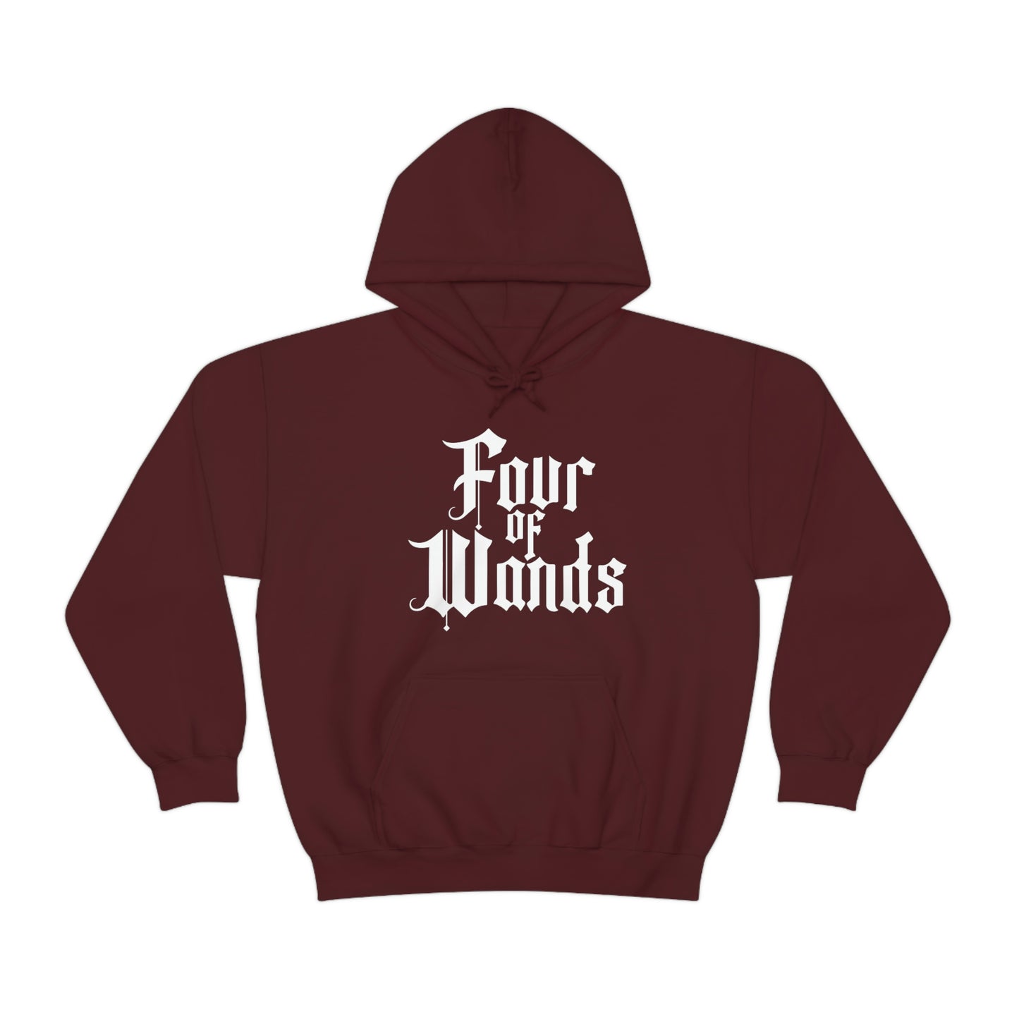 Four of Wands White Logo Unisex Heavy Blend™ Hooded Sweatshirt
