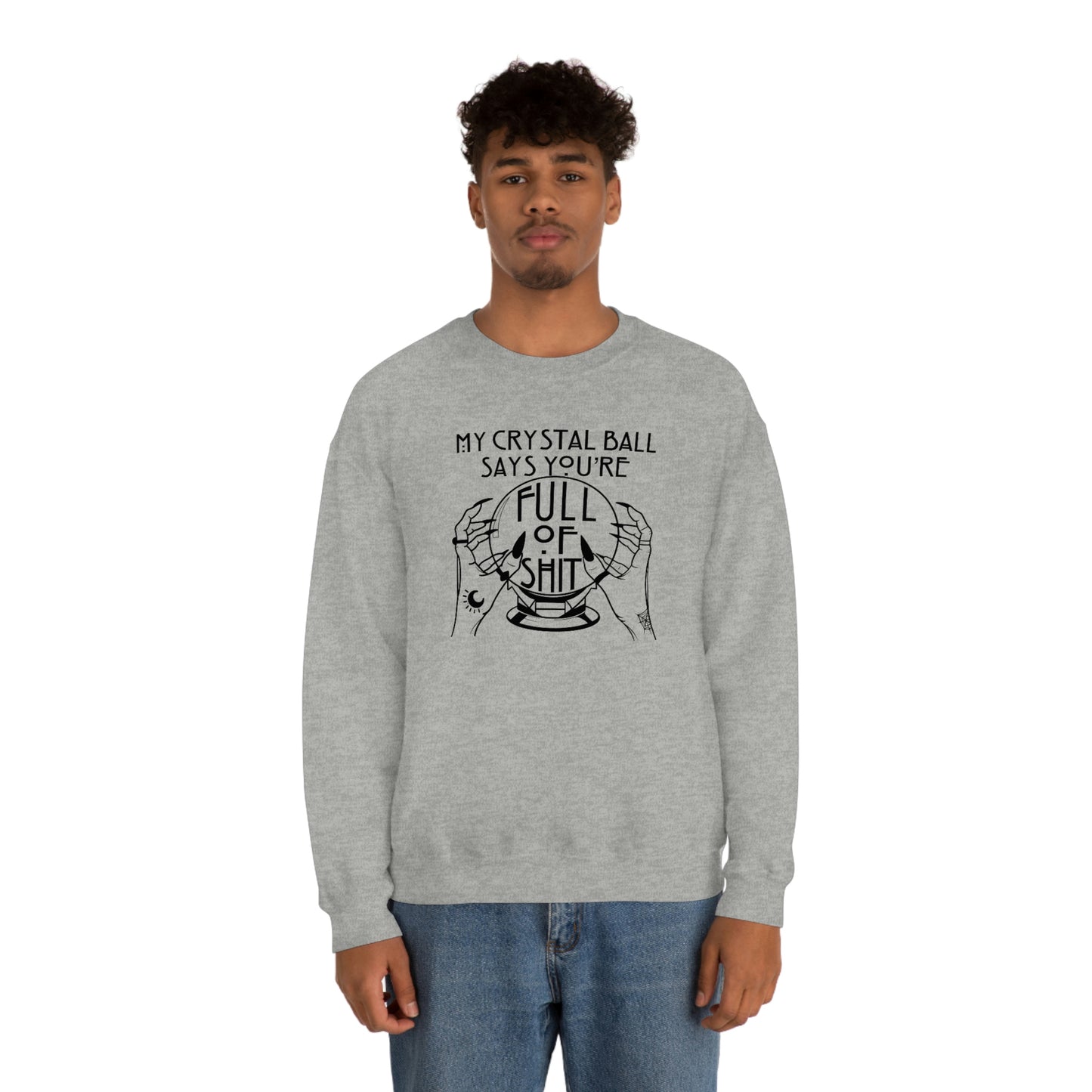 My Crystal Ball Black Font White unisex heavy blend crewneck sweatshirt