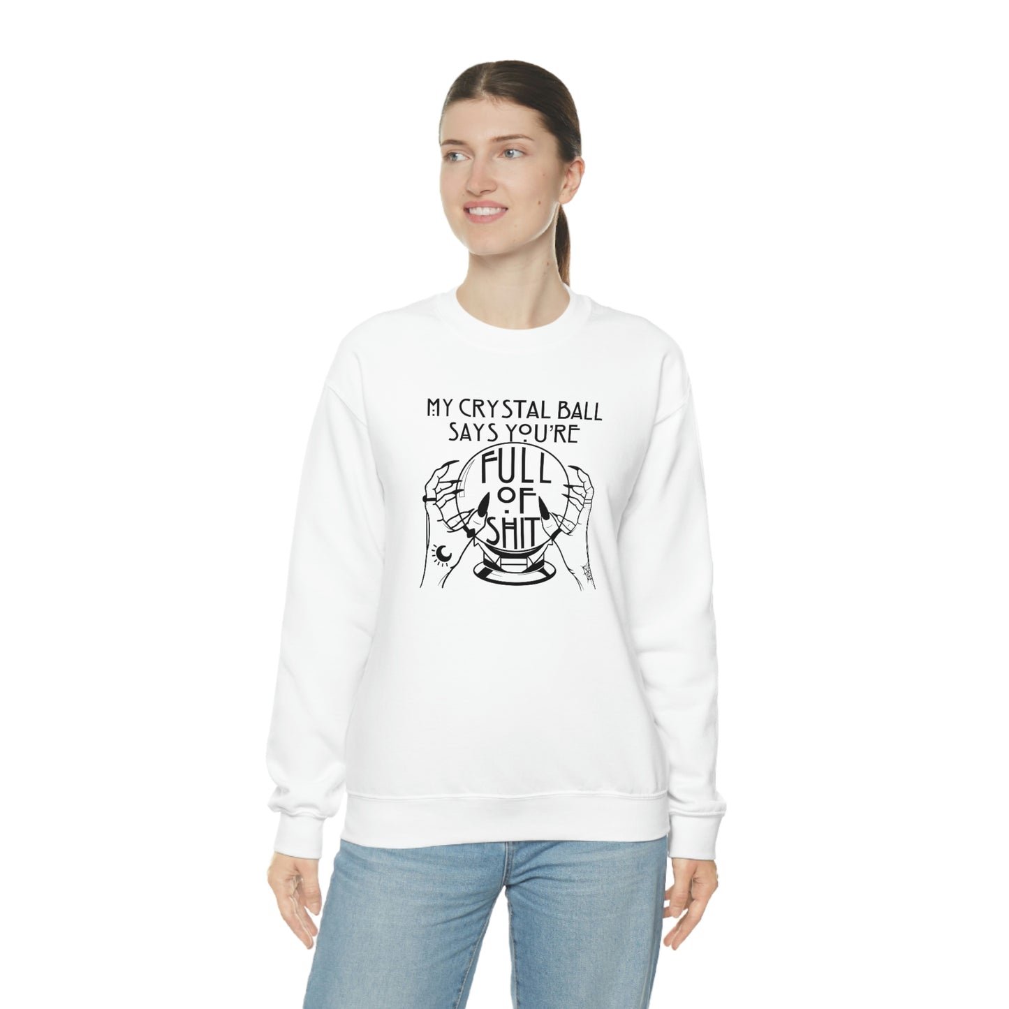 My Crystal Ball Black Font White unisex heavy blend crewneck sweatshirt