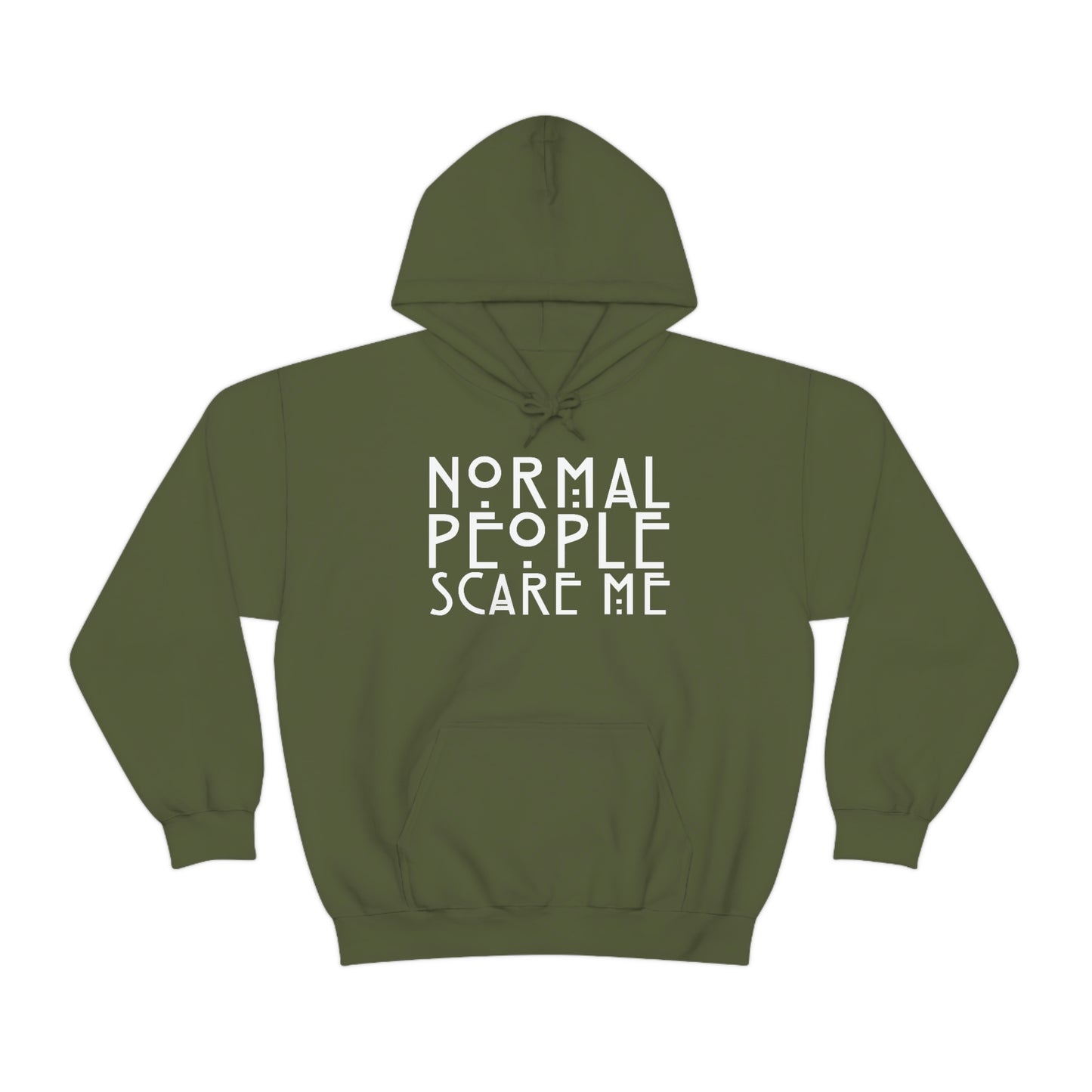 Normal People Scare Me White Font Unisex Heavy Blend™ Hooded Sweatshirt