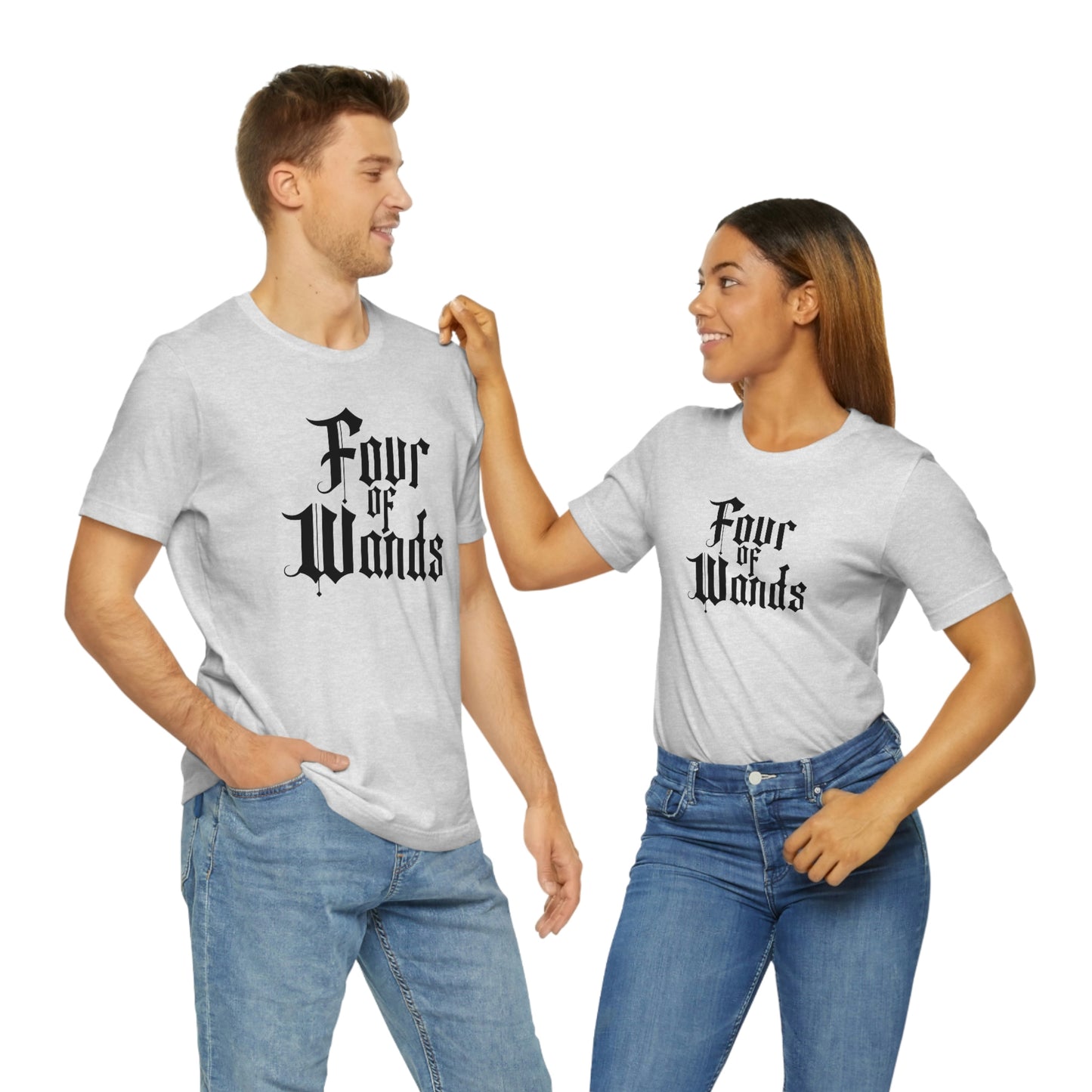 Four of Wands Black Logo Unisex Jersey Short Sleeve Tee