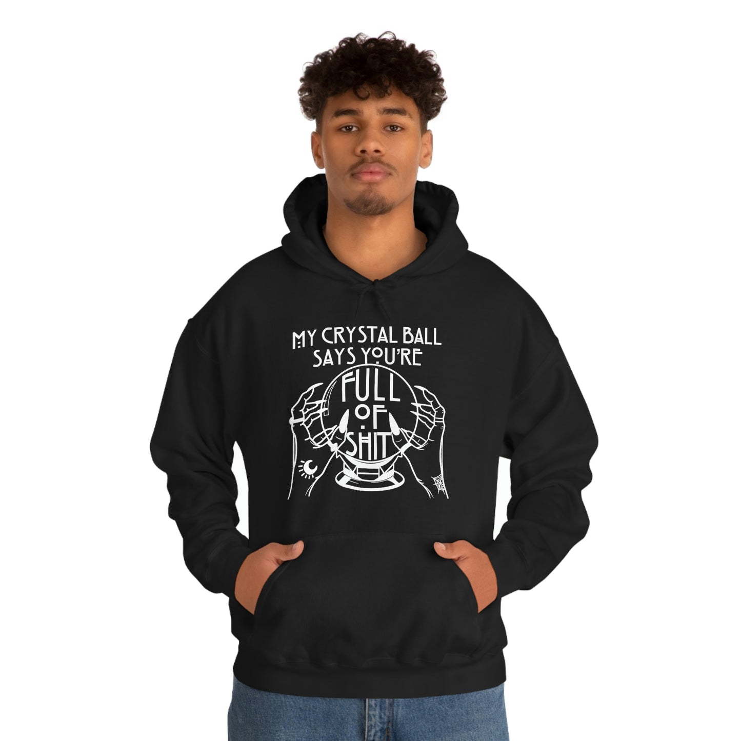 My Crystal Ball White Font Unisex Heavy Blend™ Hooded Sweatshirt