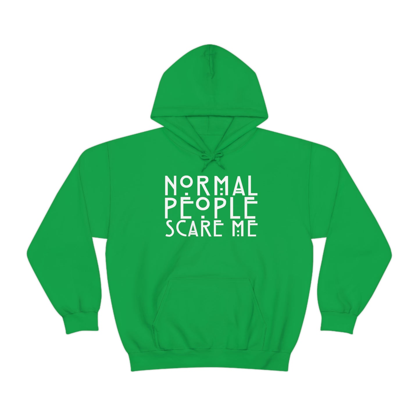Normal People Scare Me White Font Unisex Heavy Blend™ Hooded Sweatshirt