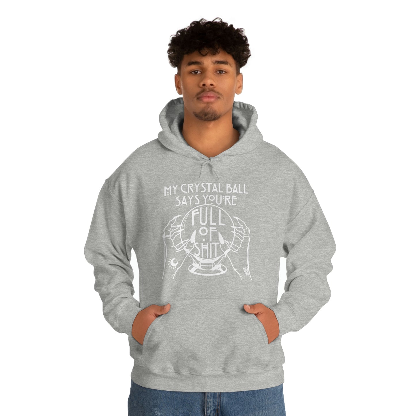 My Crystal Ball White Font Unisex Heavy Blend™ Hooded Sweatshirt