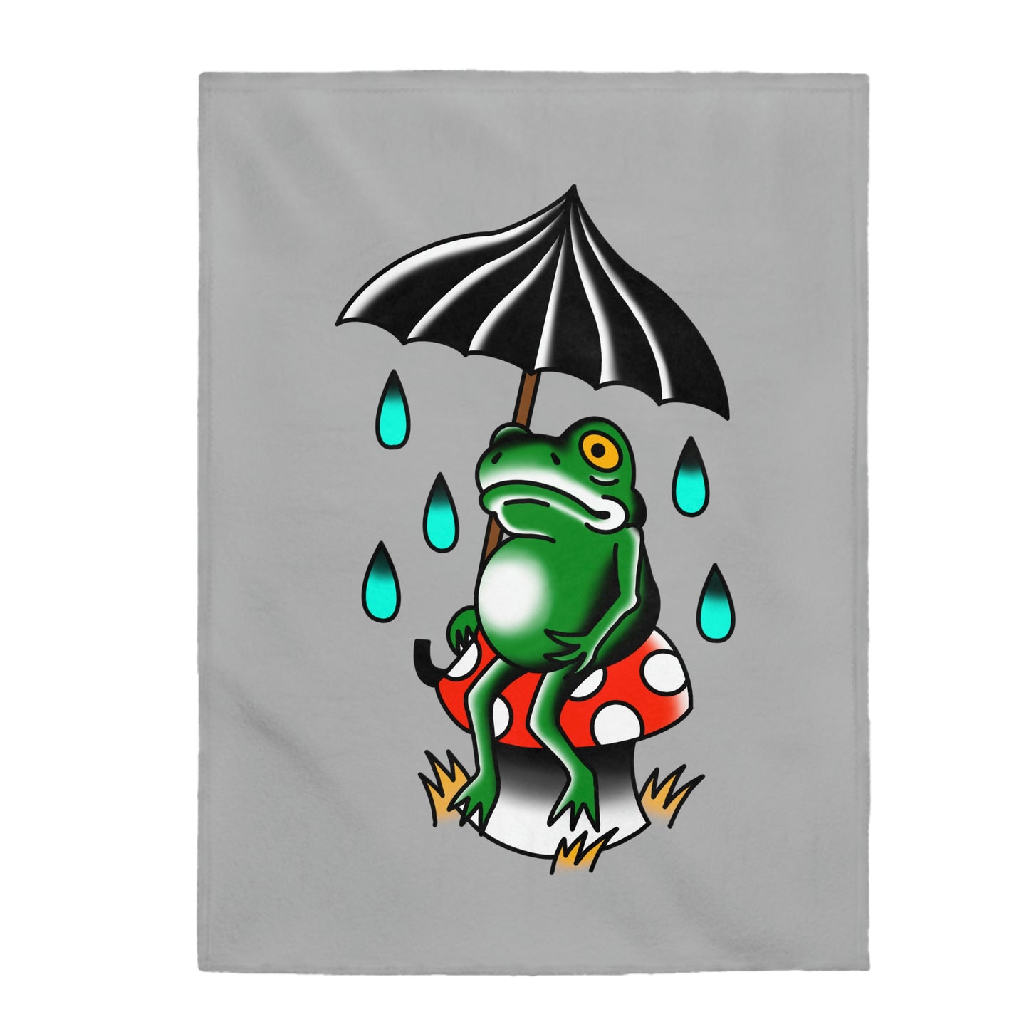 Rainy Day Frog Velveteen Plush Blanket