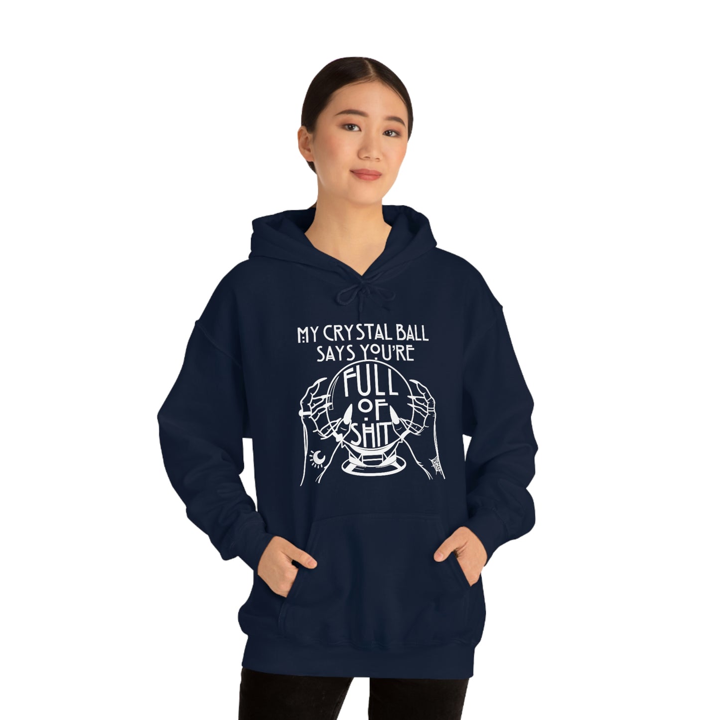 My Crystal Ball White Font Unisex Heavy Blend™ Hooded Sweatshirt