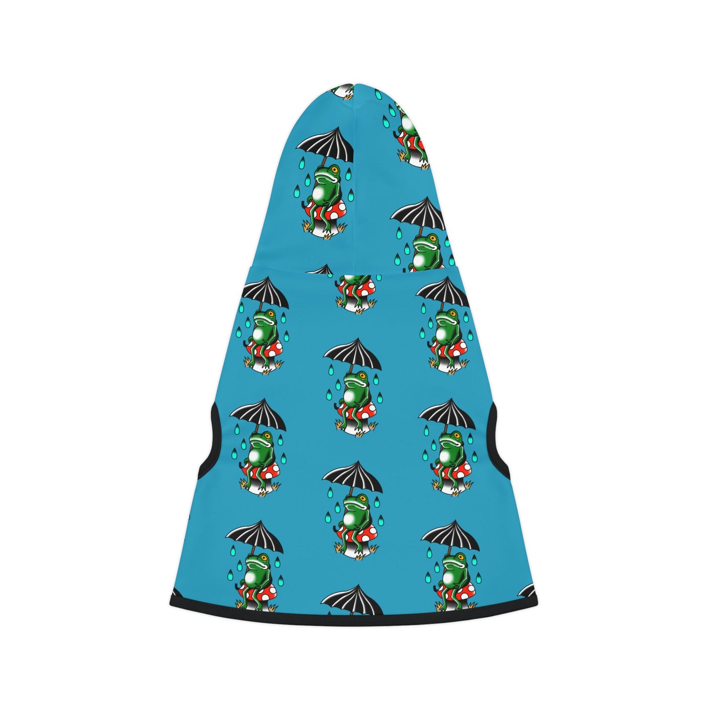 Rainy Day Frog Teal Dog Hoodie