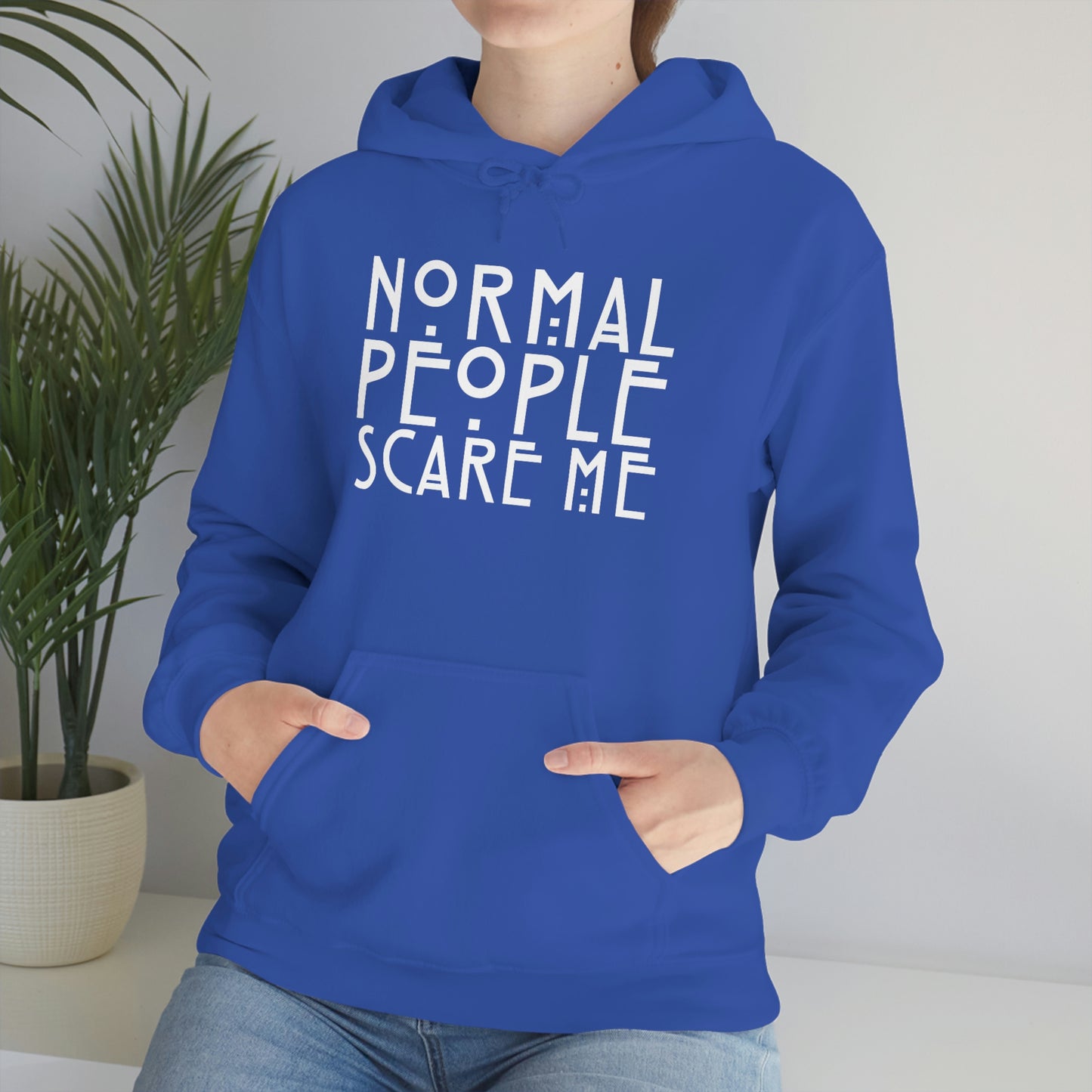 Normal People Scare Me White Font Unisex Heavy Blend™ Hooded Sweatshirt