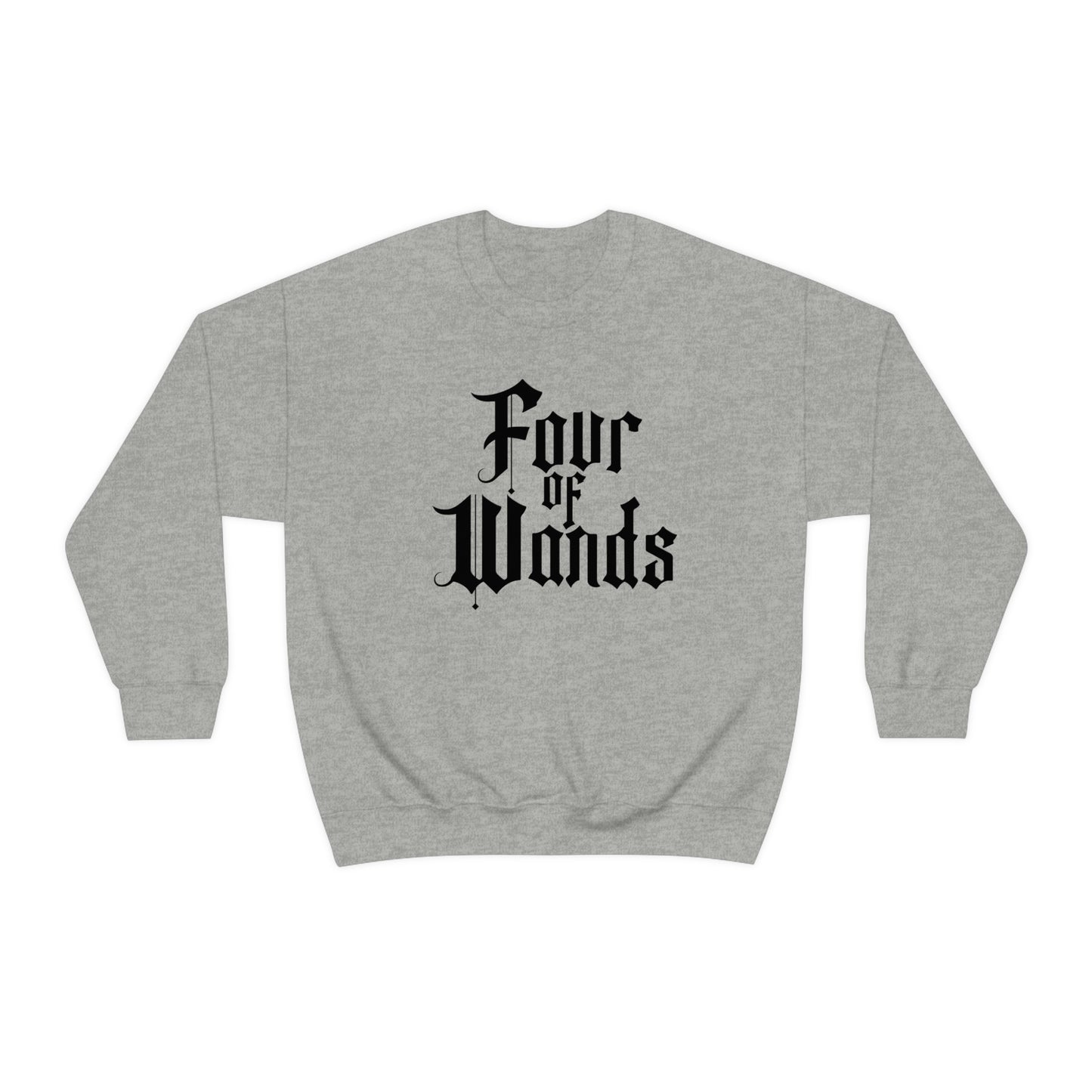 Four of Wands Black Logo White unisex heavy blend crewneck sweatshirt