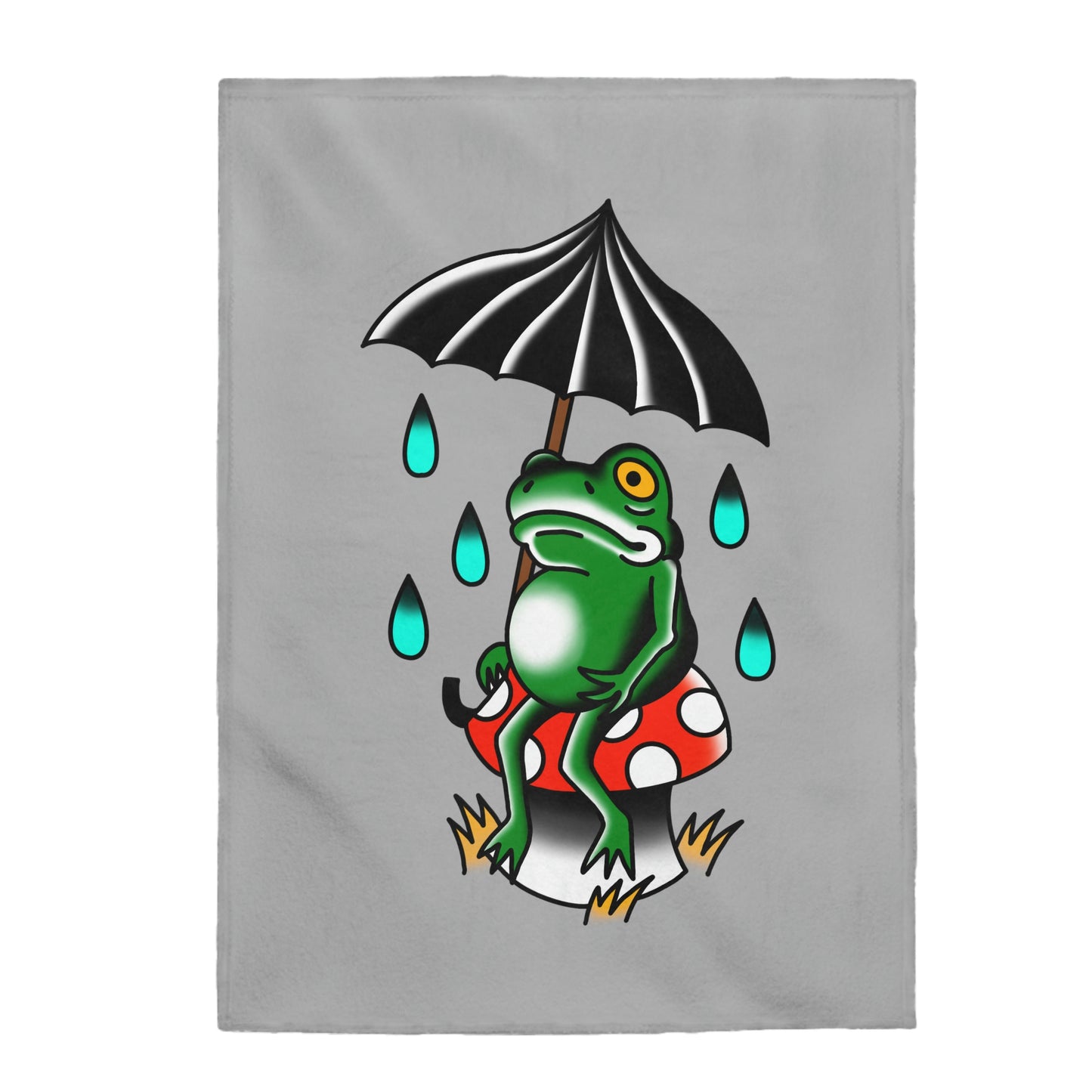 Rainy Day Frog Velveteen Plush Blanket