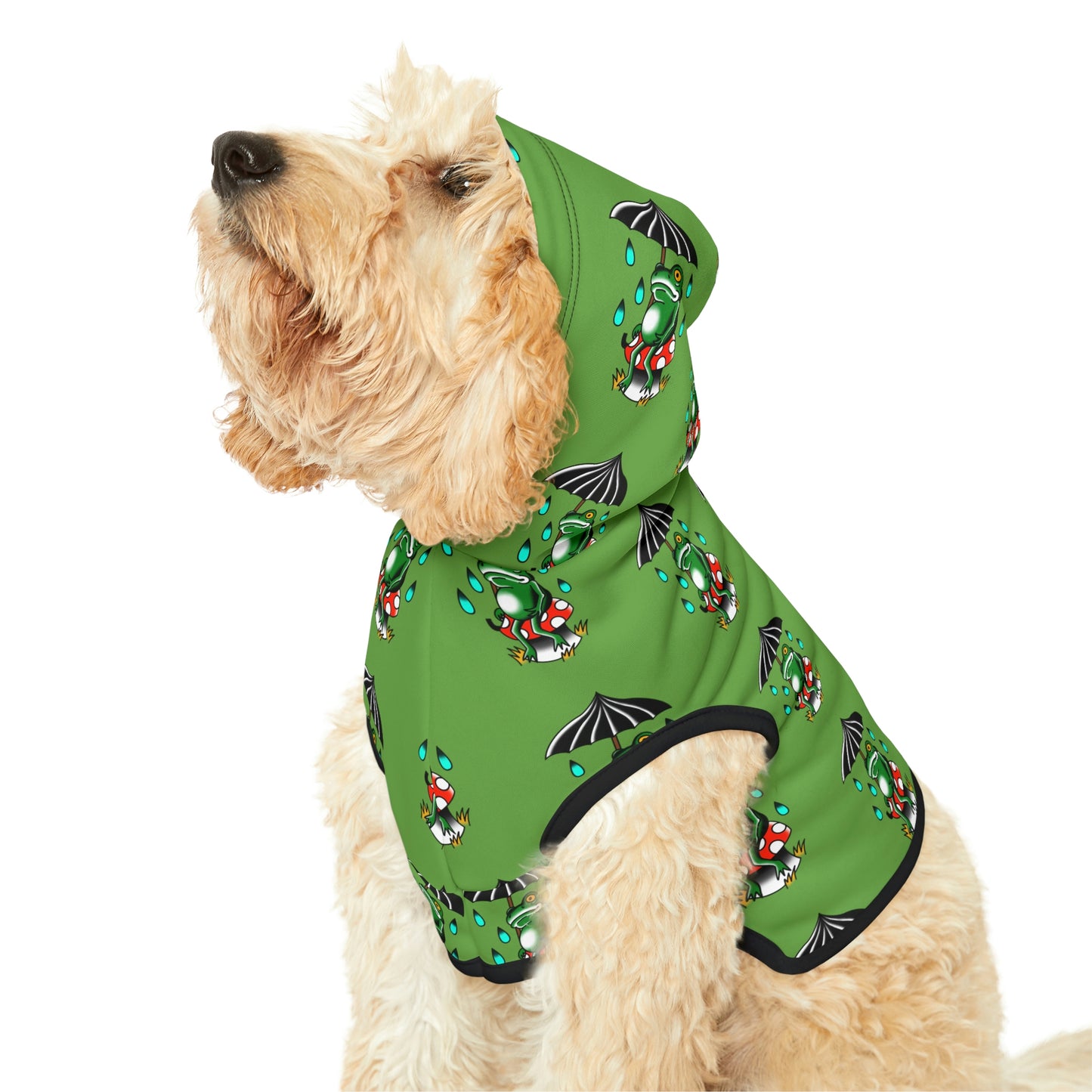 Rainy Day Frog Green Dog Hoodie