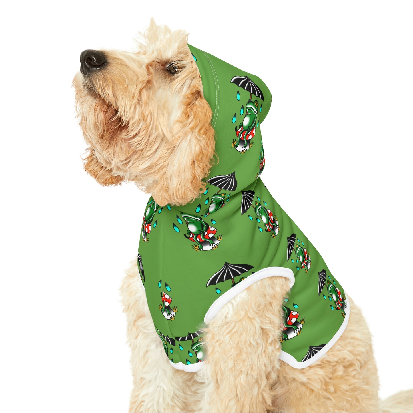 Rainy Day Frog Green Dog Hoodie
