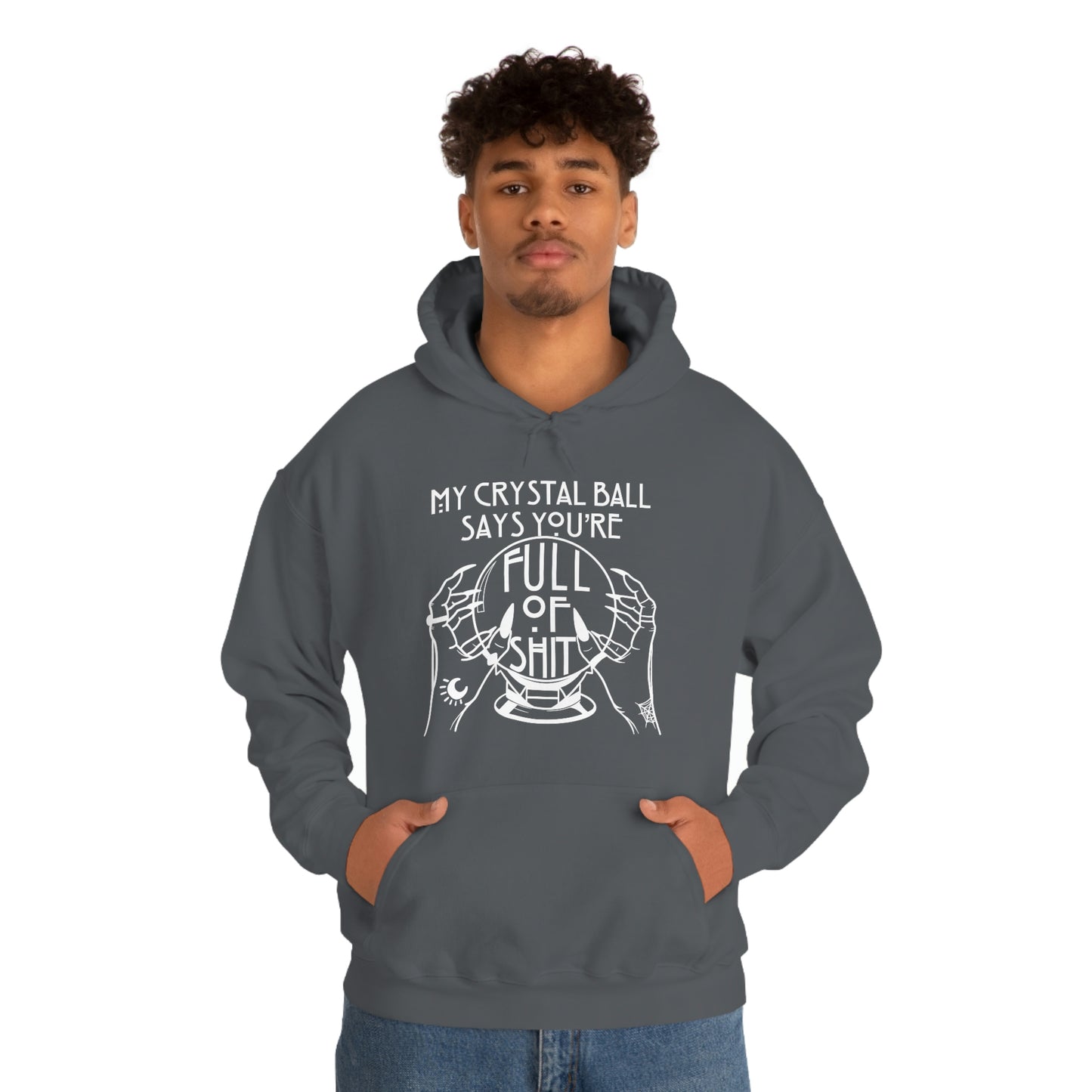 My Crystal Ball White Font Unisex Heavy Blend™ Hooded Sweatshirt