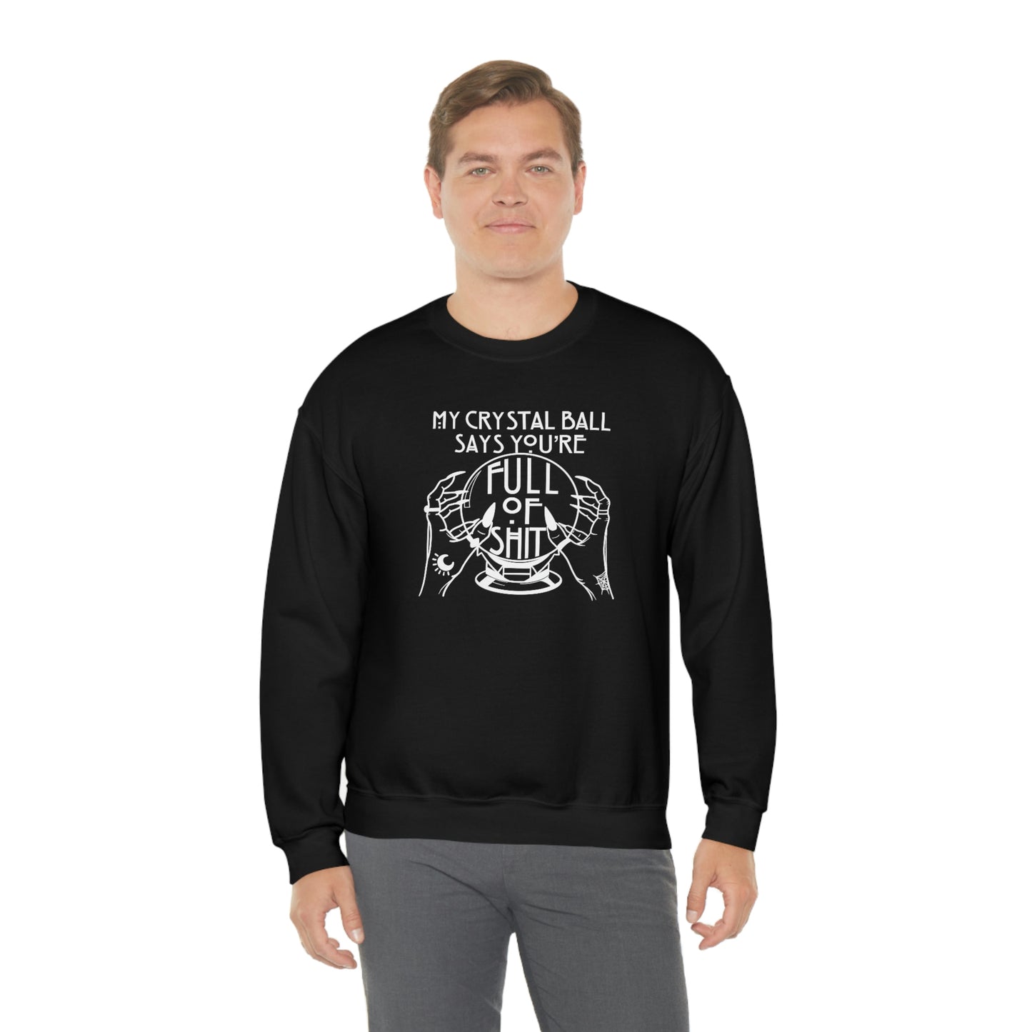My Crystal Ball White Font unisex heavy blend crewneck sweatshirt