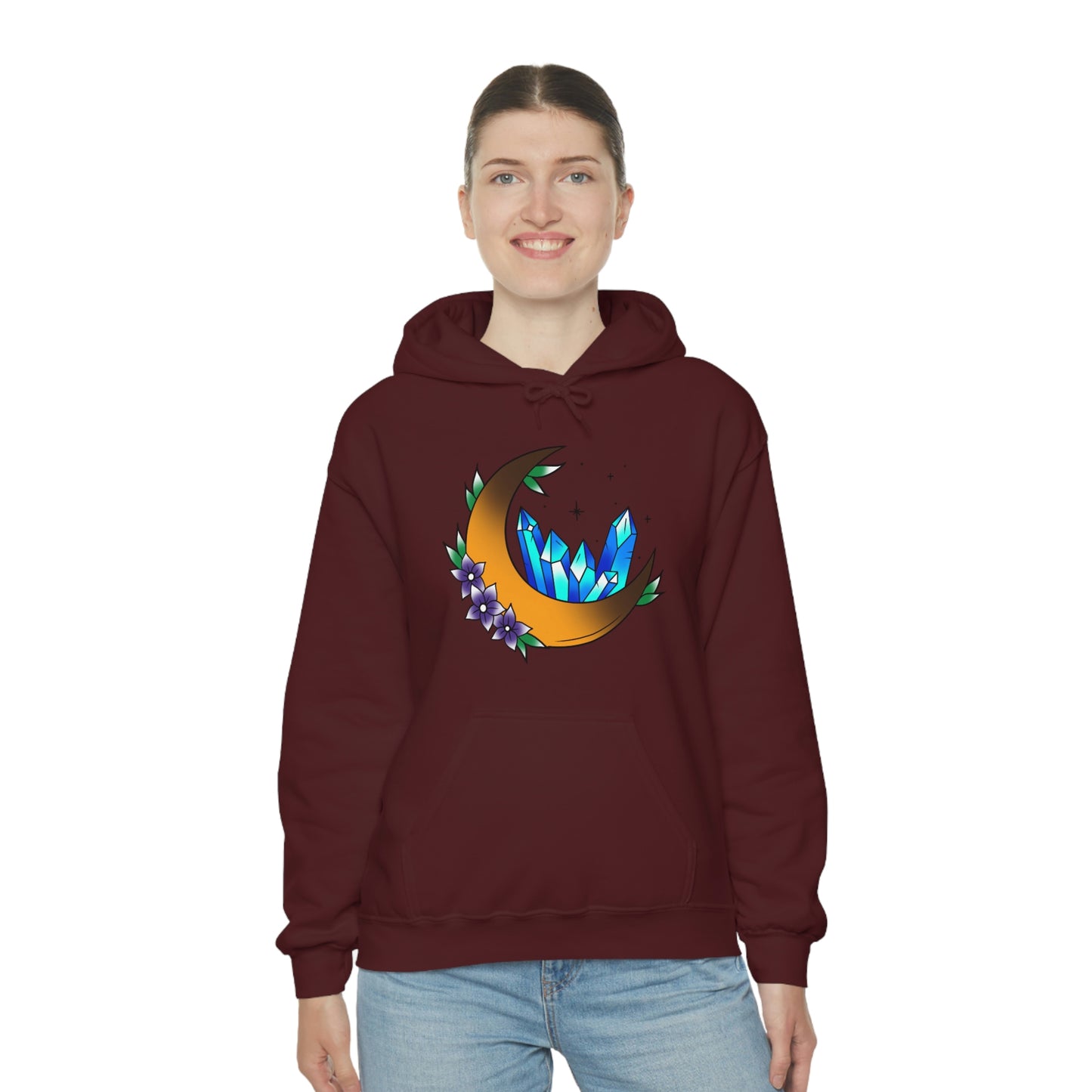 Blue Crystal Flower Unisex Heavy Blend™ Hooded Sweatshirt