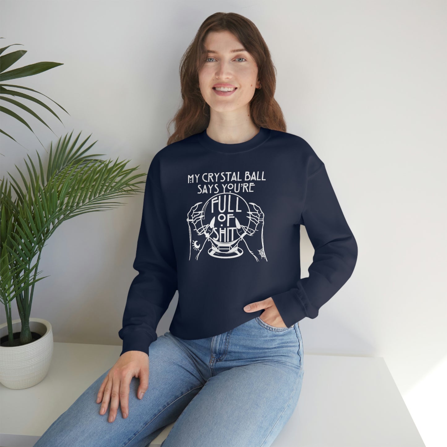 My Crystal Ball White Font unisex heavy blend crewneck sweatshirt