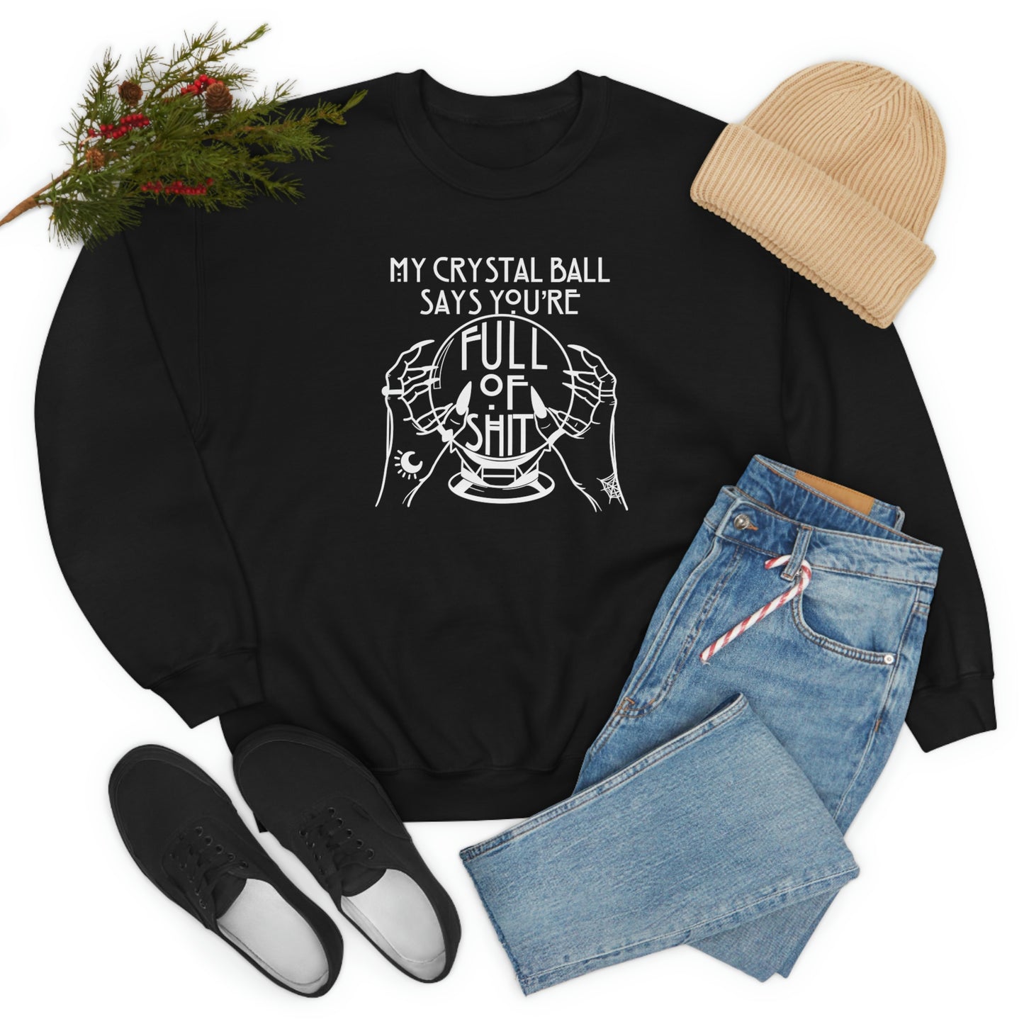 My Crystal Ball White Font unisex heavy blend crewneck sweatshirt