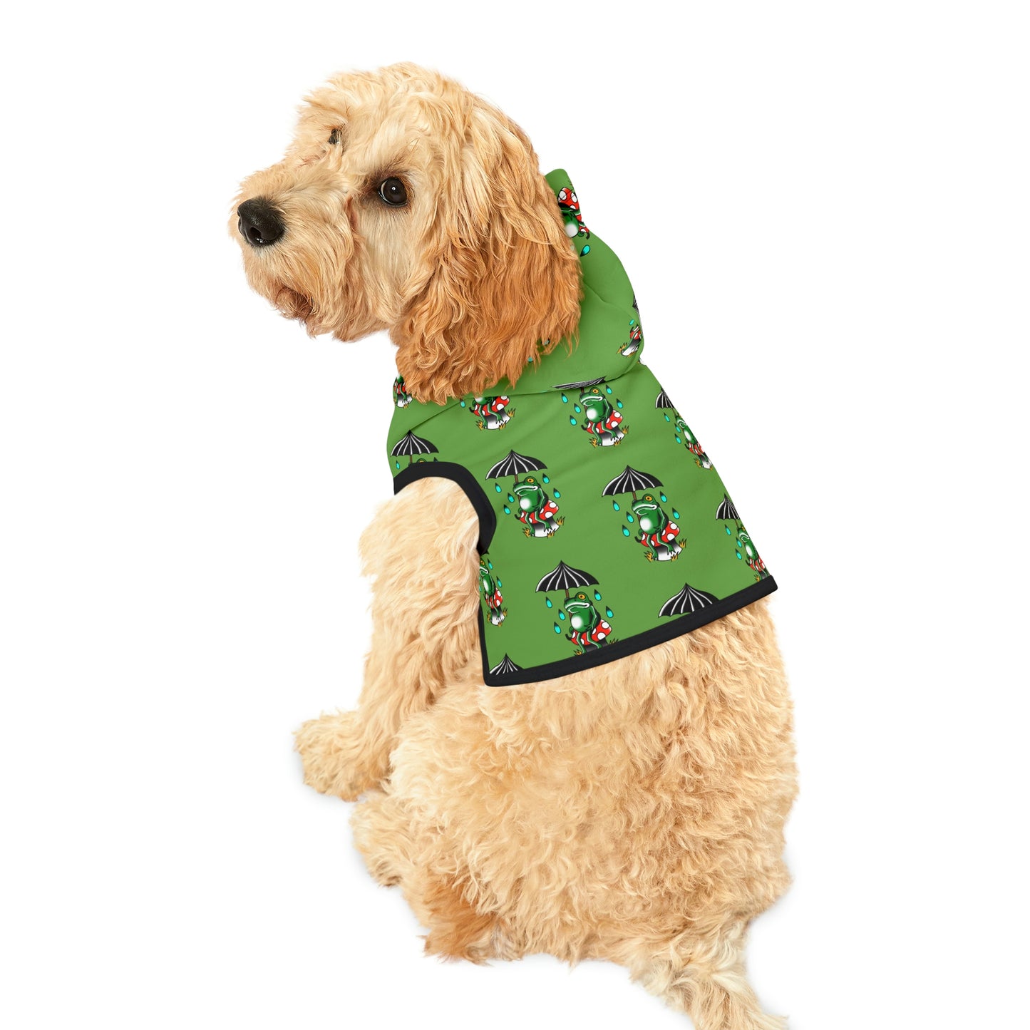 Rainy Day Frog Green Dog Hoodie