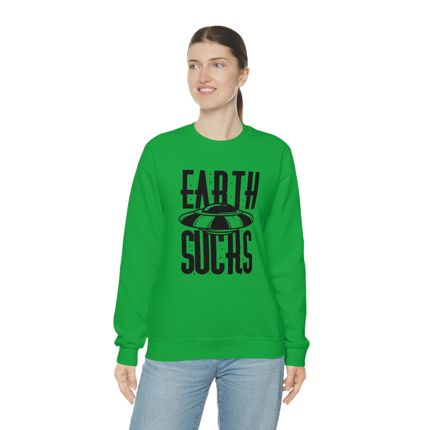 Earth Sucks Black Font unisex heavy blend crewneck sweatshirt