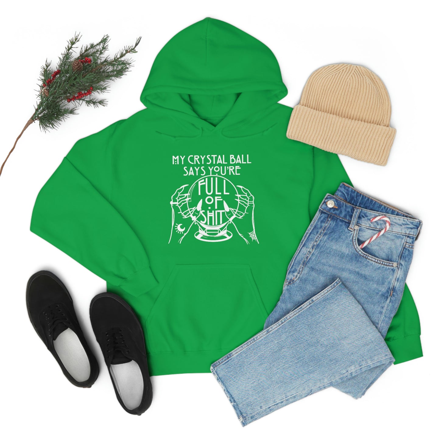 My Crystal Ball White Font Unisex Heavy Blend™ Hooded Sweatshirt