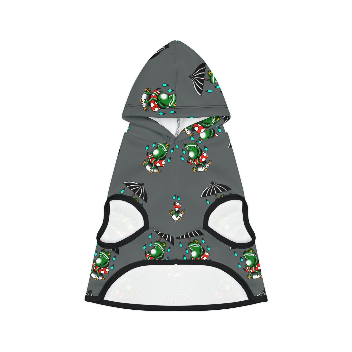 Rainy Day Frog Dk Grey Dog Hoodie