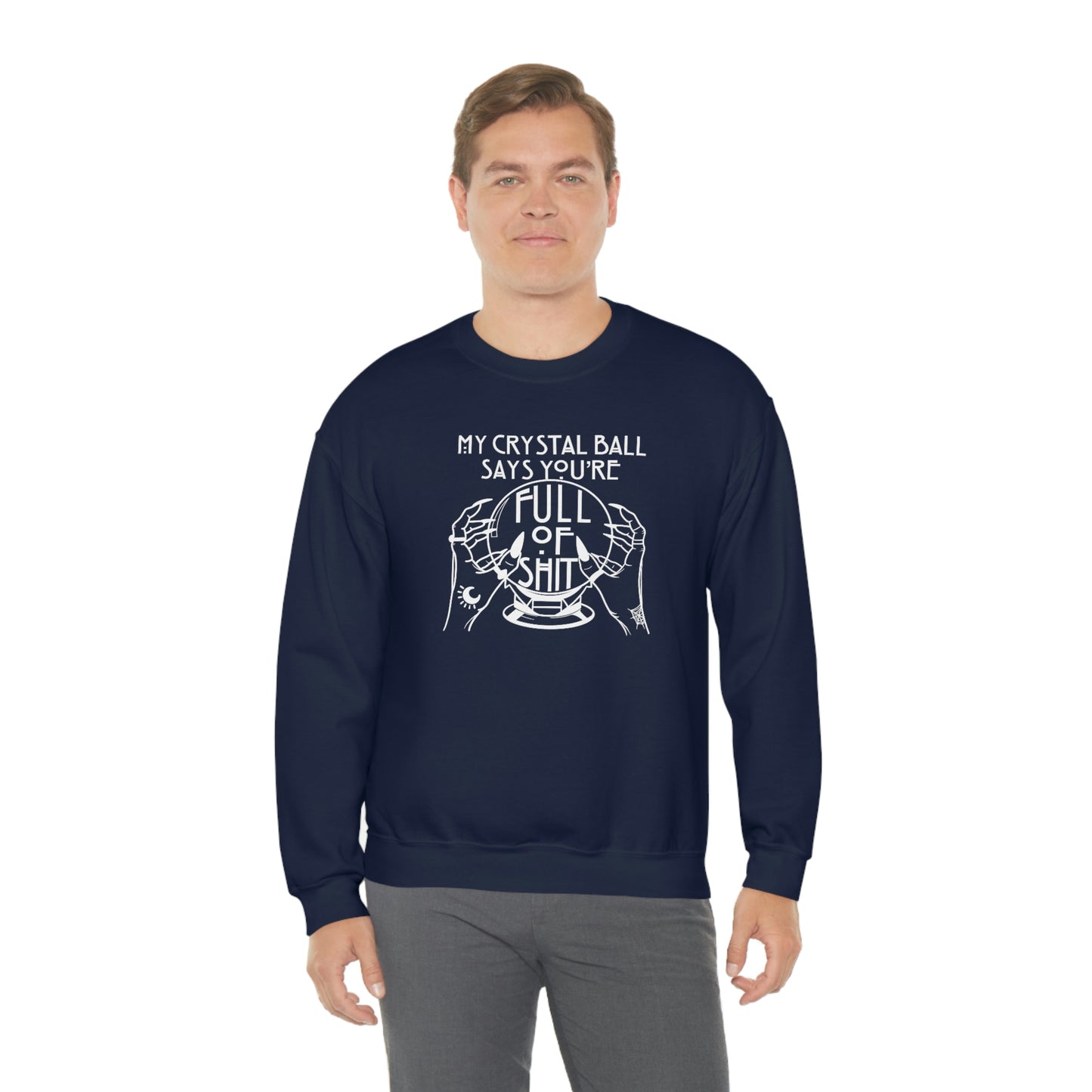 My Crystal Ball White Font unisex heavy blend crewneck sweatshirt