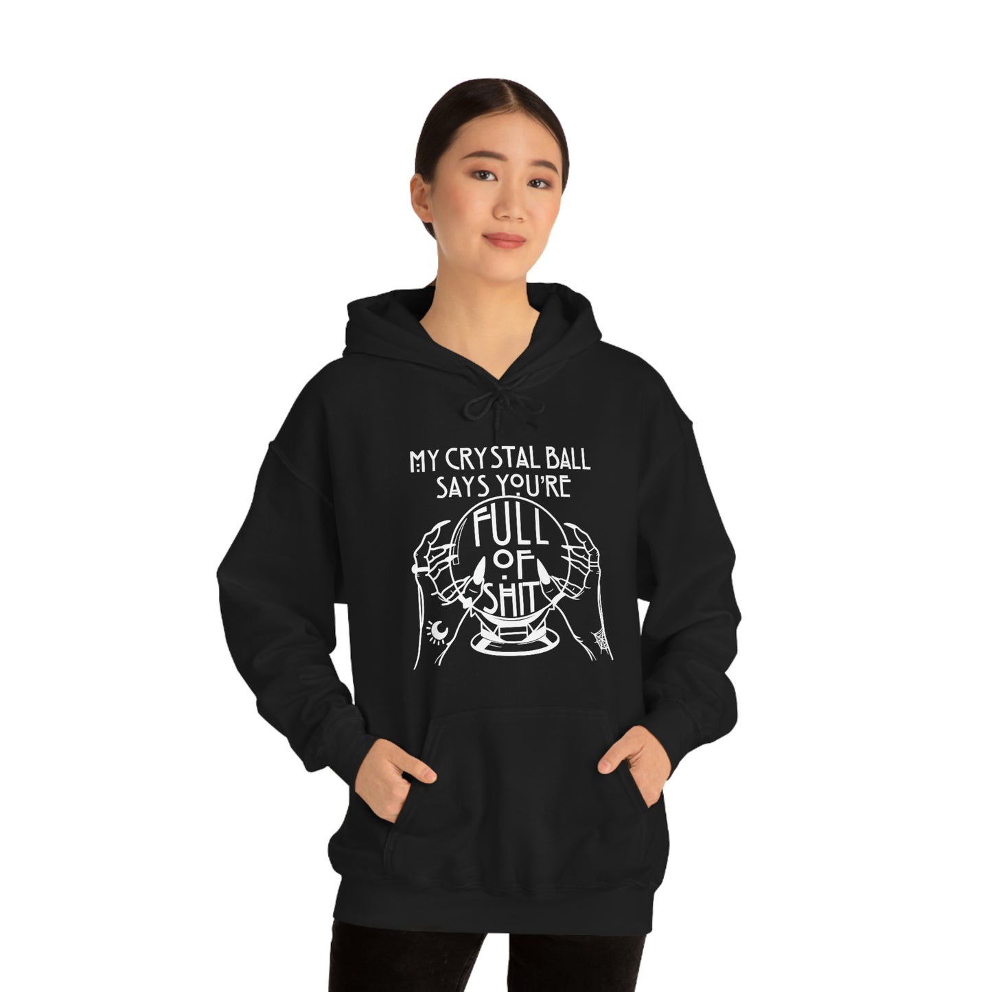 My Crystal Ball White Font Unisex Heavy Blend™ Hooded Sweatshirt