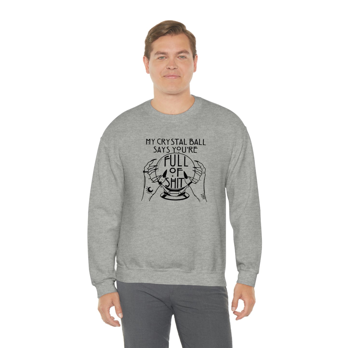 My Crystal Ball Black Font White unisex heavy blend crewneck sweatshirt