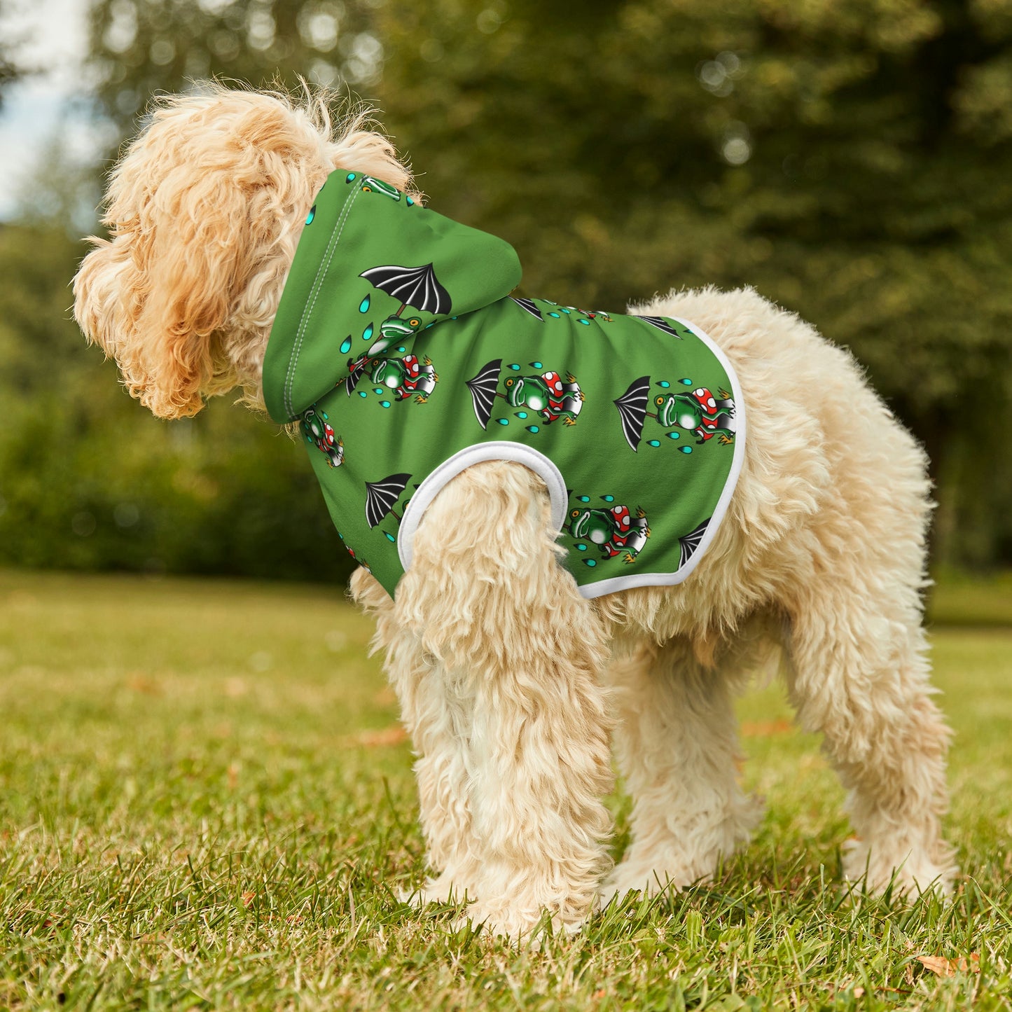 Rainy Day Frog Green Dog Hoodie