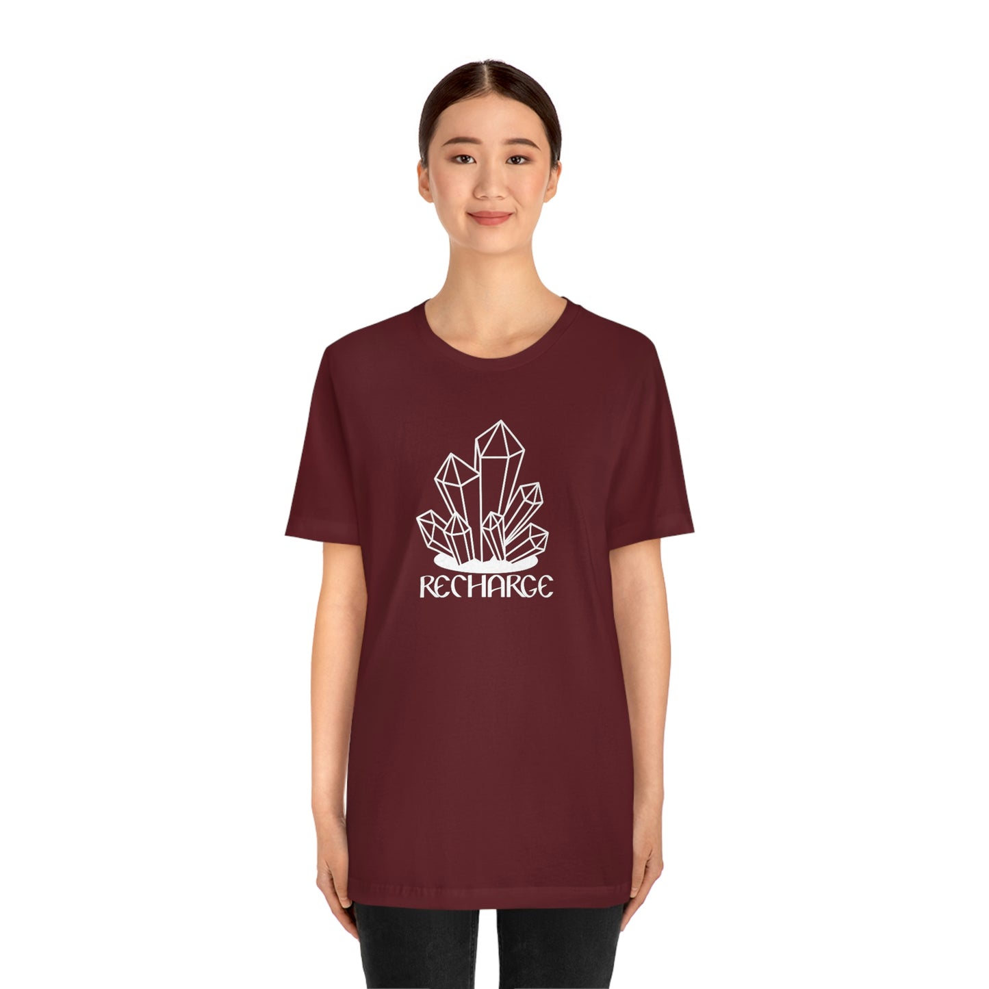 Recharge White Font Unisex Jersey Short Sleeve Tee