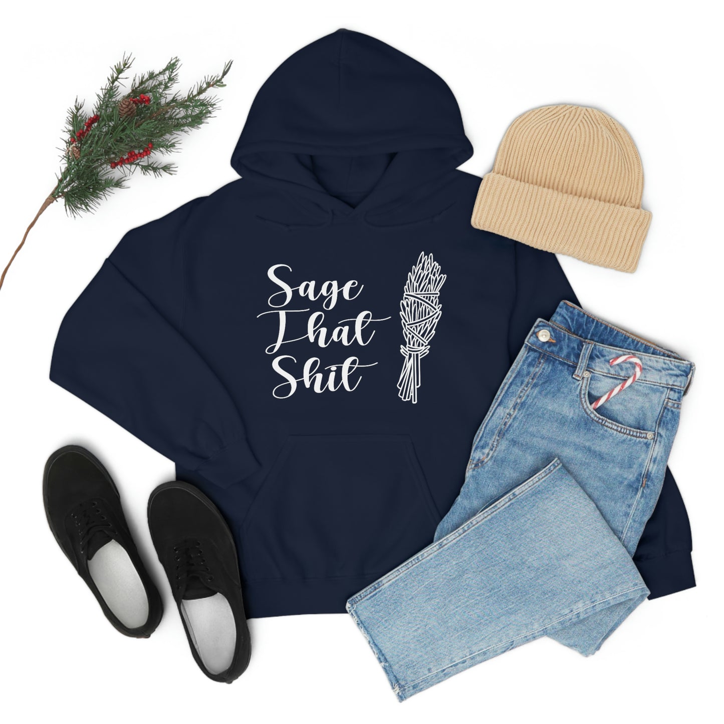 Sage That White Font Unisex Heavy Blend™ Hooded Sweatshirt