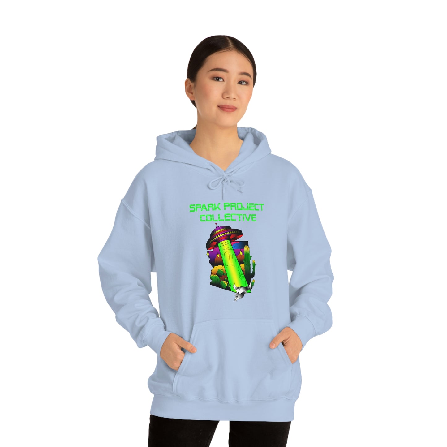 UFO Spark Green Font Unisex Heavy Blend™ Hooded Sweatshirt