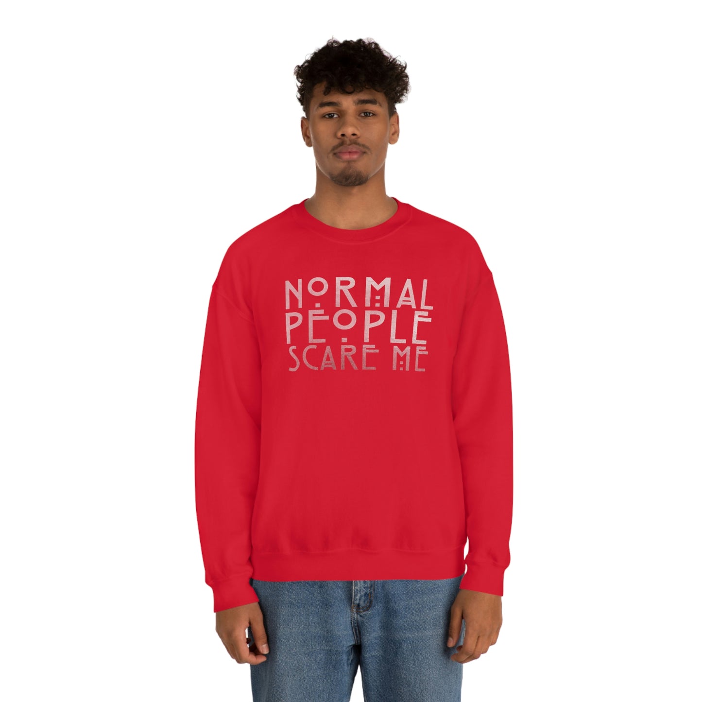 Normal People Scare Me Pink unisex heavy blend crewneck sweatshirt