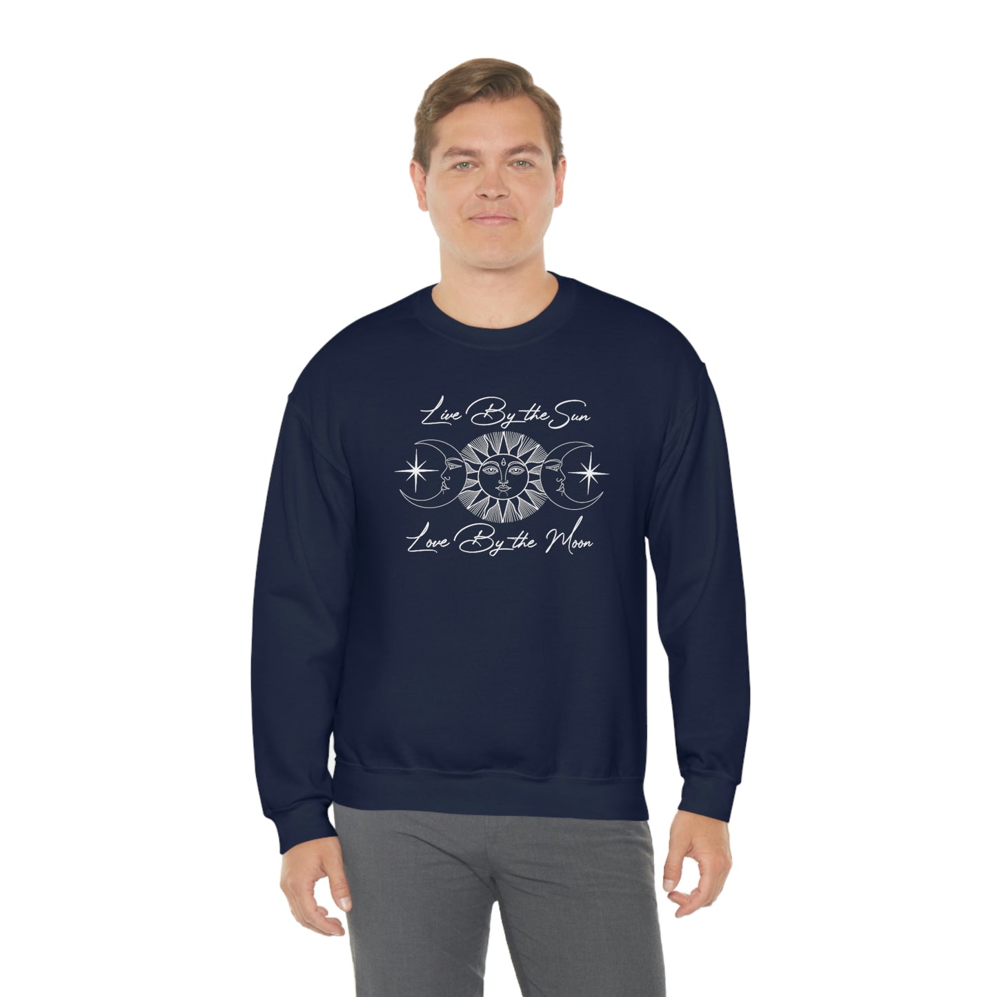 Live by The Sun White Font unisex heavy blend crewneck sweatshirt