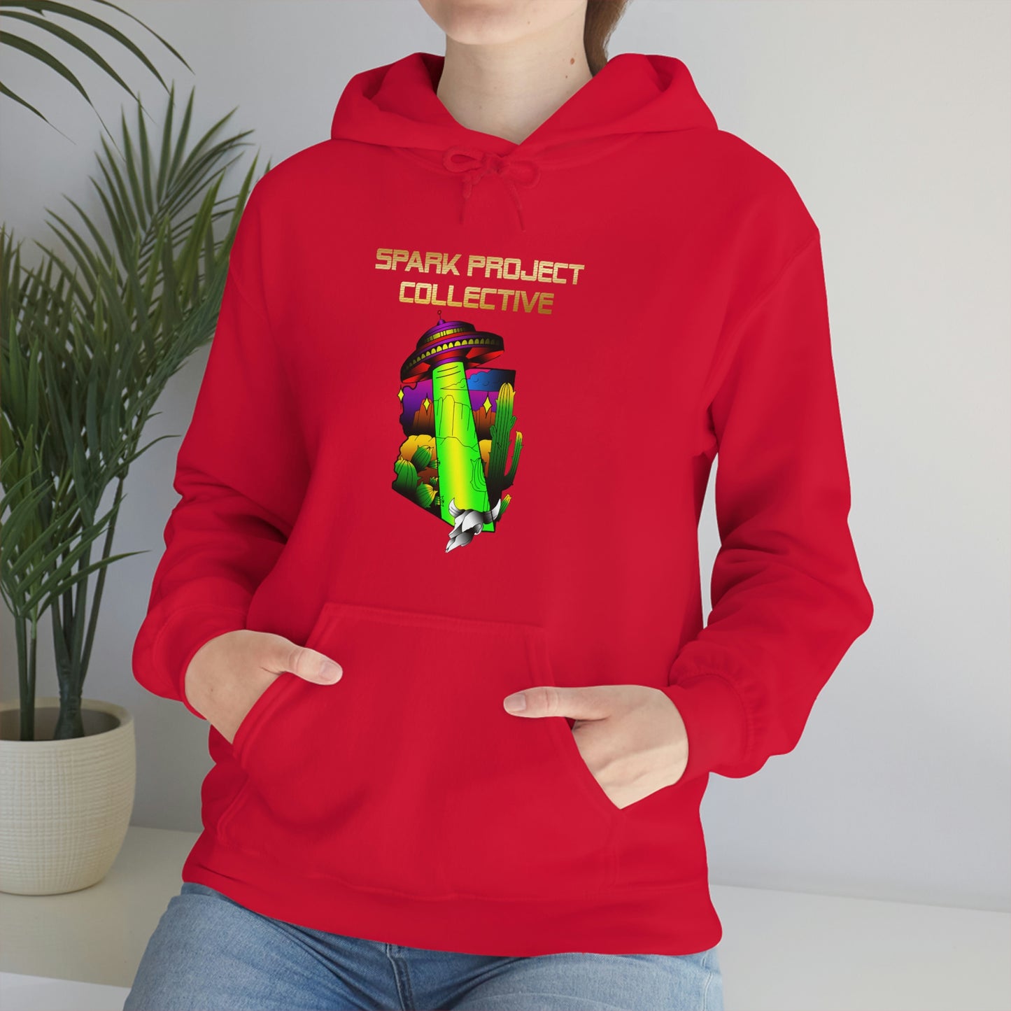 UFO Spark Gold Font Unisex Heavy Blend™ Hooded Sweatshirt