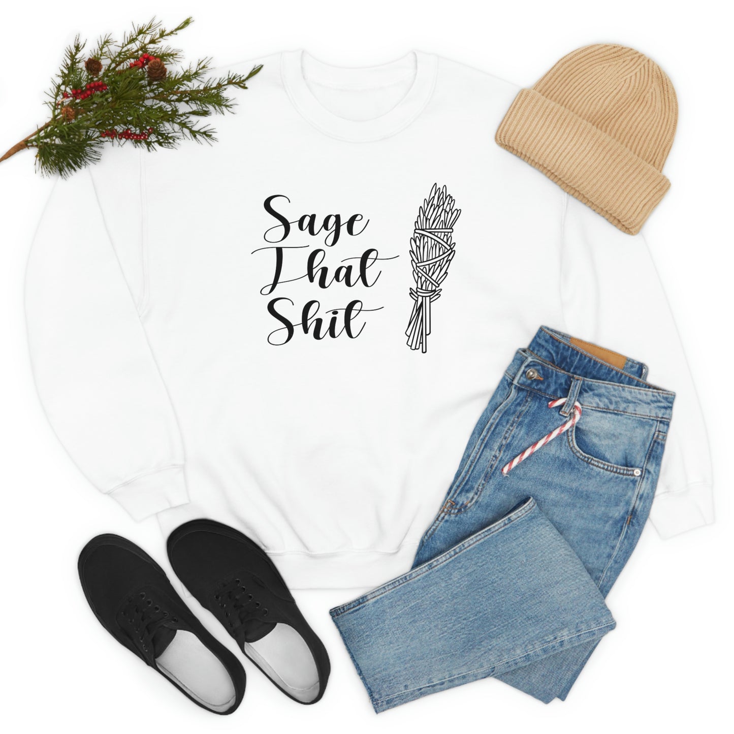 Sage That Black Font White unisex heavy blend crewneck sweatshirt