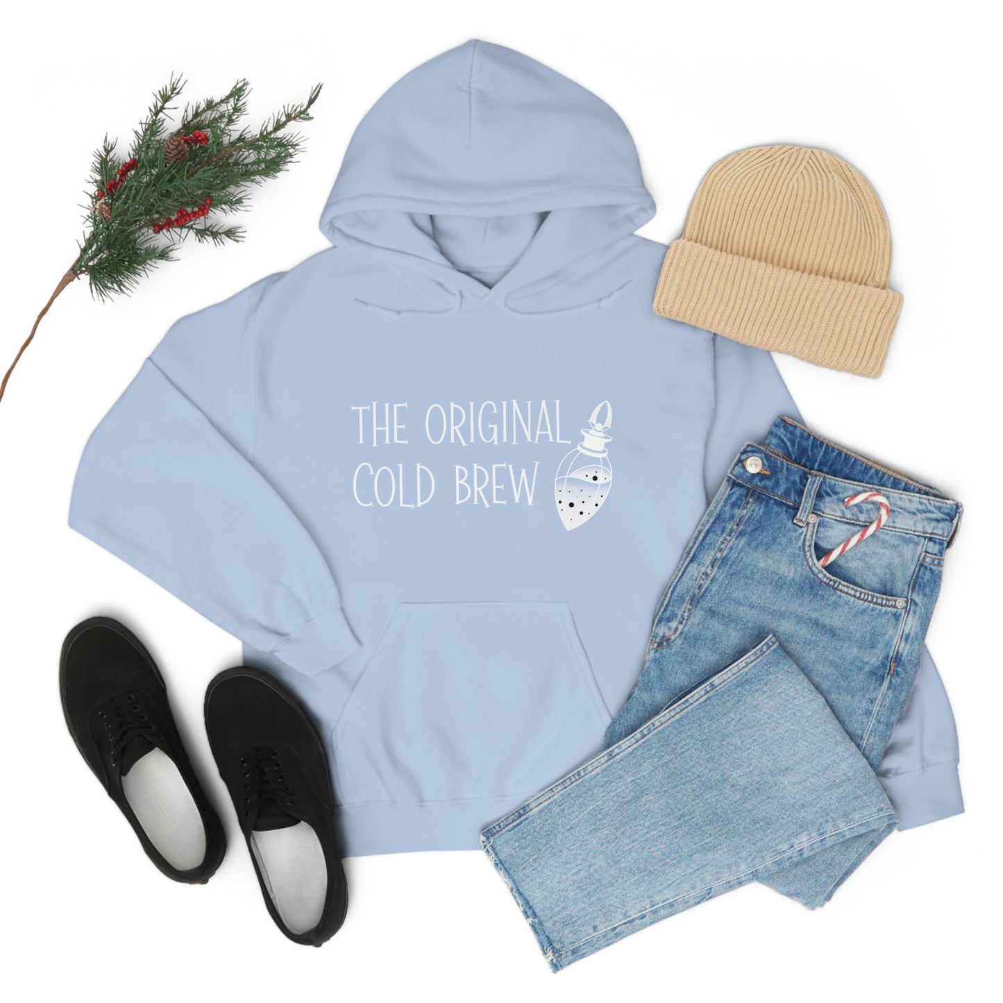 The Original Cold Brew White Font Unisex Heavy Blend™ Hooded Sweatshirt