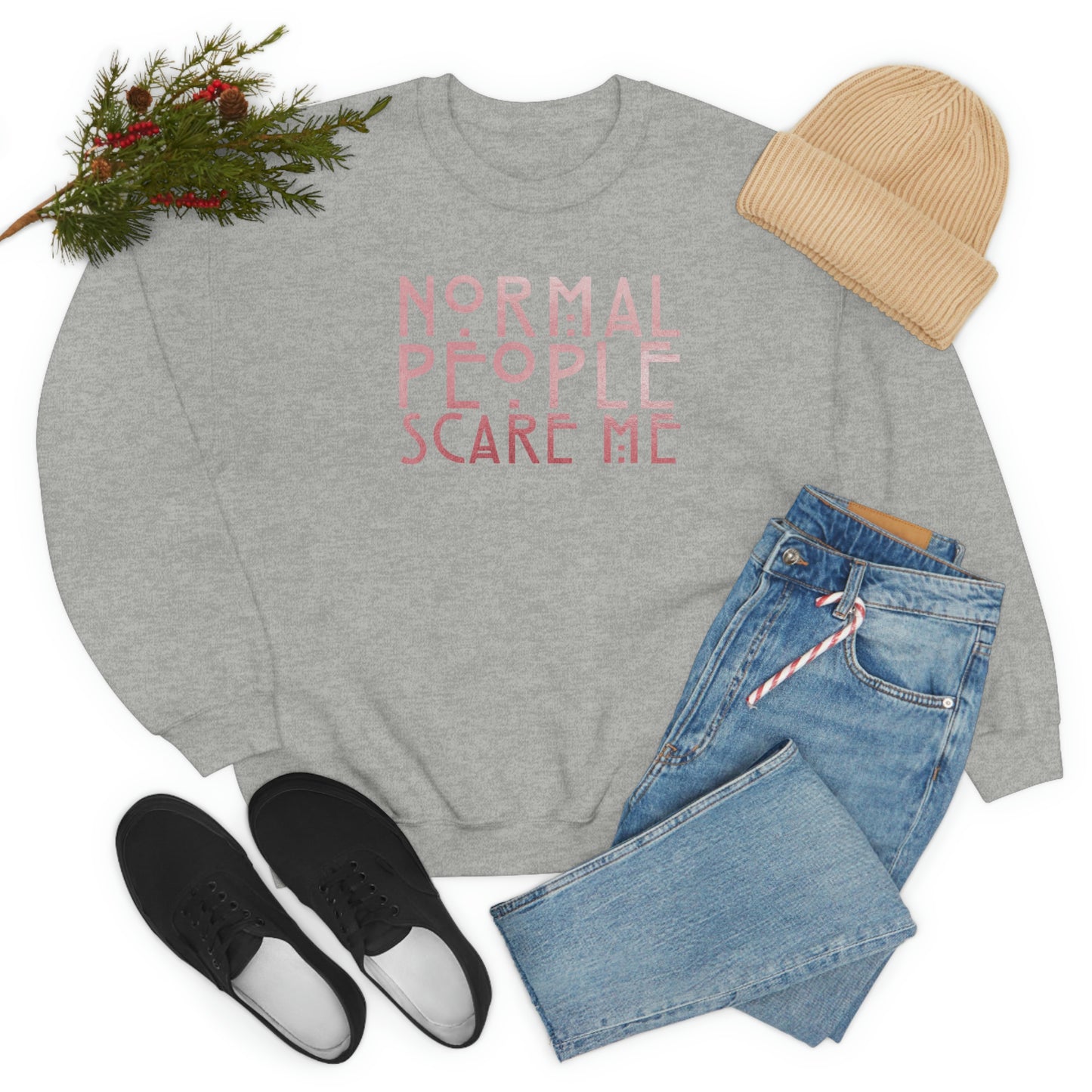 Normal People Scare Me Pink unisex heavy blend crewneck sweatshirt