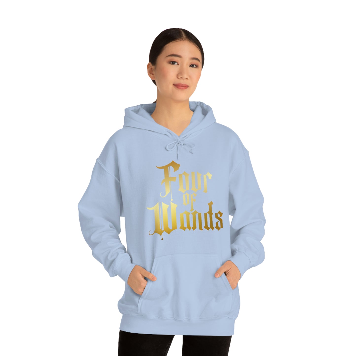 Four of Wands Gold Logo Unisex Heavy Blend™ Hooded Sweatshirt