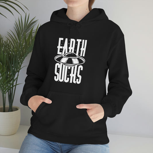 Earth Sucks White Font Unisex Heavy Blend™ Hooded Sweatshirt