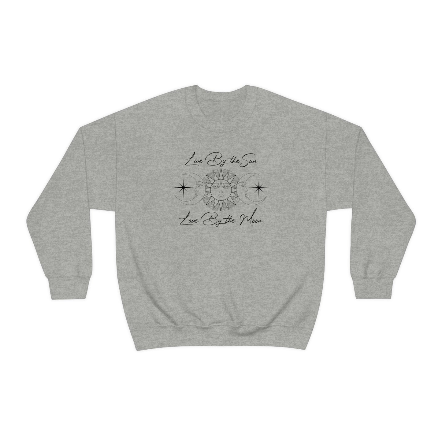 Live By The Sun Black Font White unisex heavy blend crewneck sweatshirt