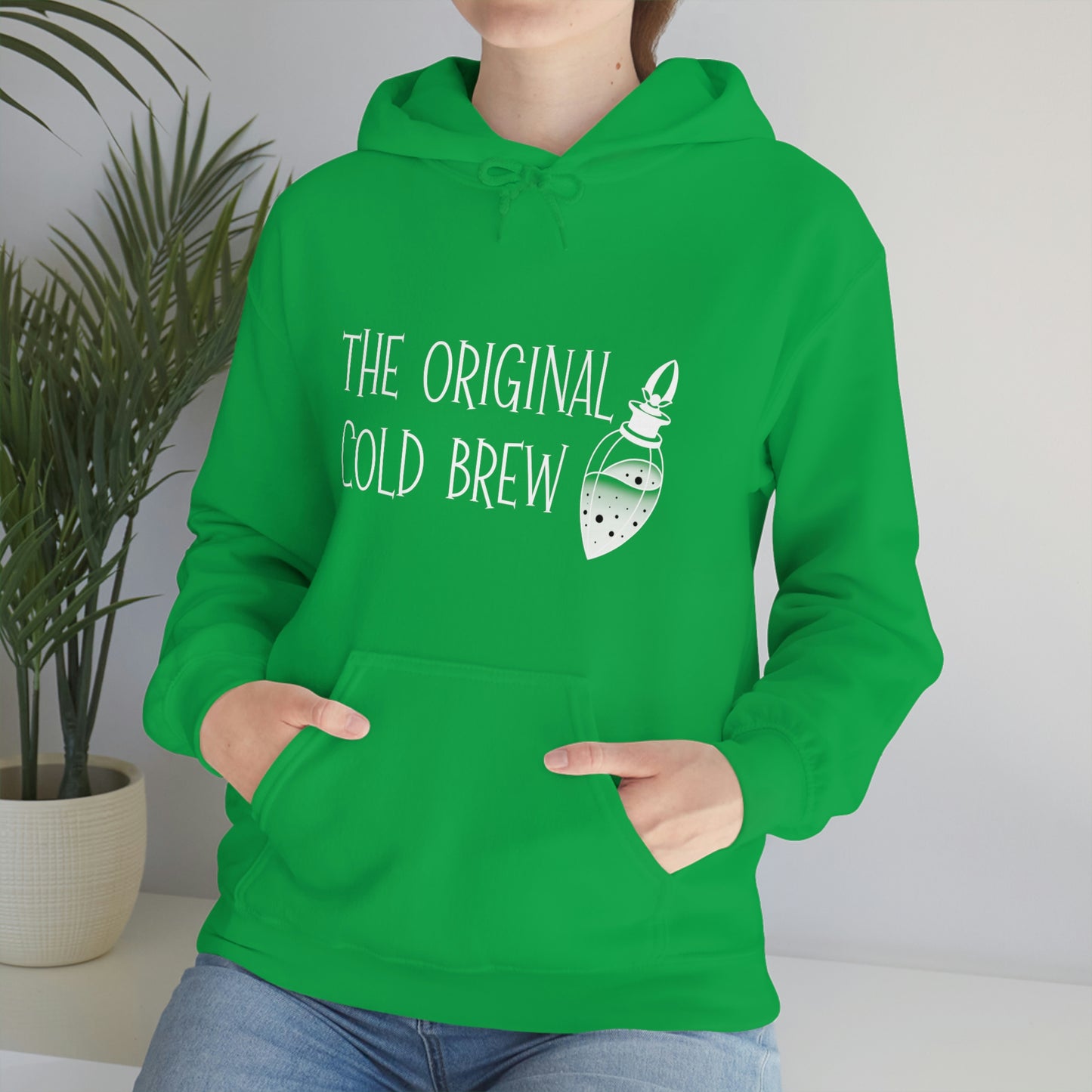 The Original Cold Brew White Font Unisex Heavy Blend™ Hooded Sweatshirt