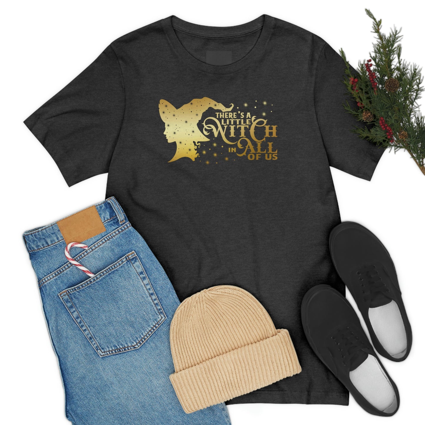 Witch In All of Us Gold Font Unisex Jersey Short Sleeve Tee