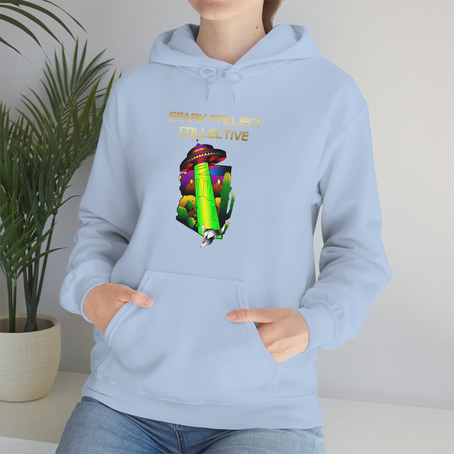 UFO Spark Gold Font Unisex Heavy Blend™ Hooded Sweatshirt