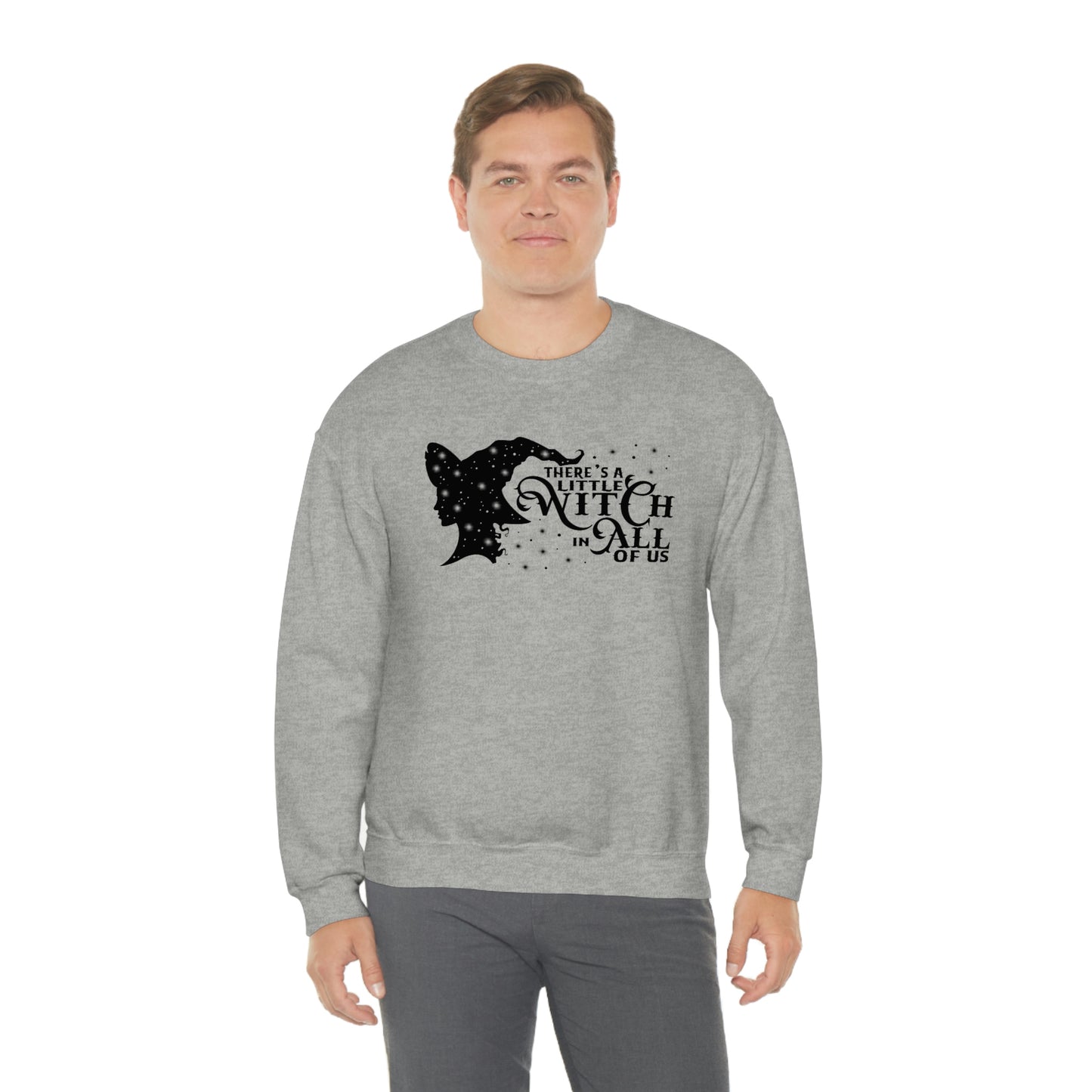 Witch in All of Us Black Font White unisex heavy blend crewneck sweatshirt