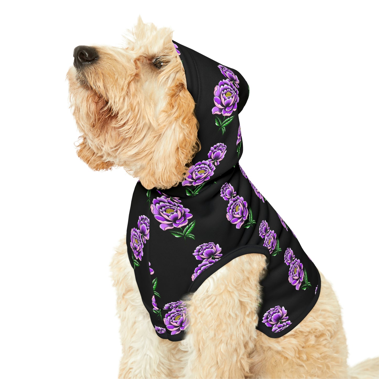 Flower Pattern Black Dog Hoodie