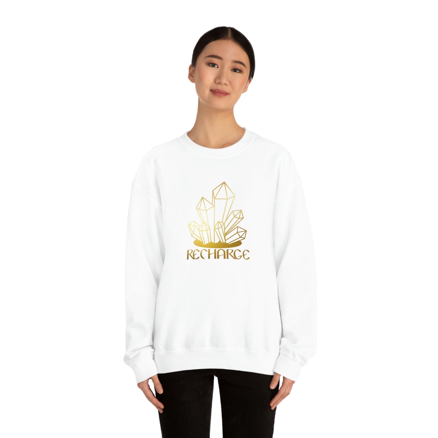 Recharge Gold Font Black unisex heavy blend crewneck sweatshirt