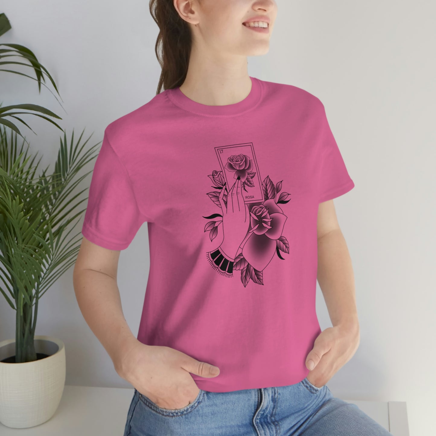 Rosa Card Black Shaded Unisex Jersey Short Sleeve Tee