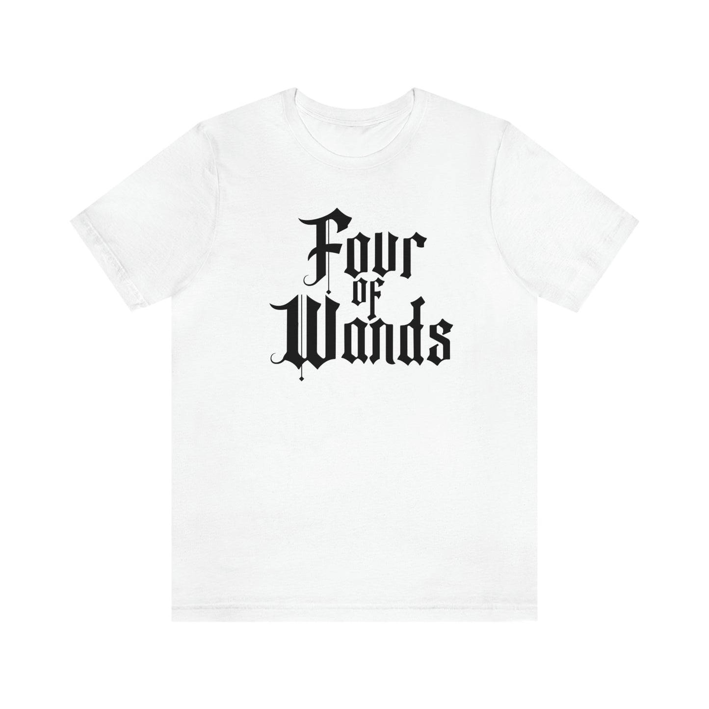 Four of Wands Black Logo Unisex Jersey Short Sleeve Tee