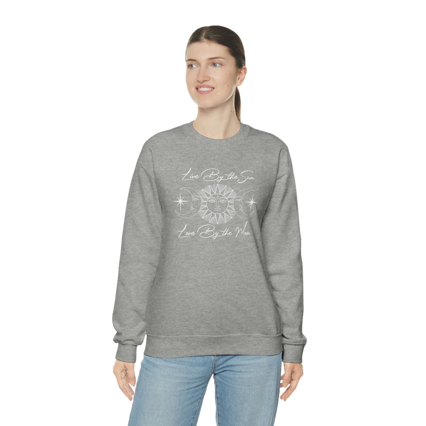 Live by The Sun White Font unisex heavy blend crewneck sweatshirt